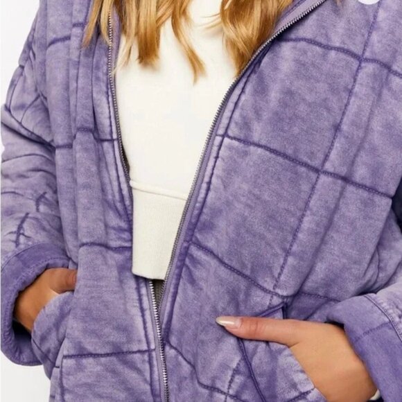 Forever 21 Rare Find Sold Out New Quilted Zip-Up Jacket Lavender Purple Medium - Picture 5 of 5
